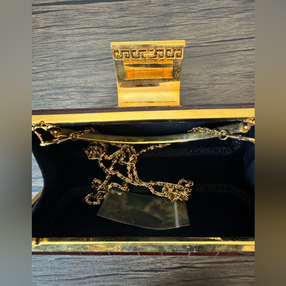 CLEARANCE ✨ Vintage Brown & Gold Clutch with Diamond Detail - Picture 13 of 13